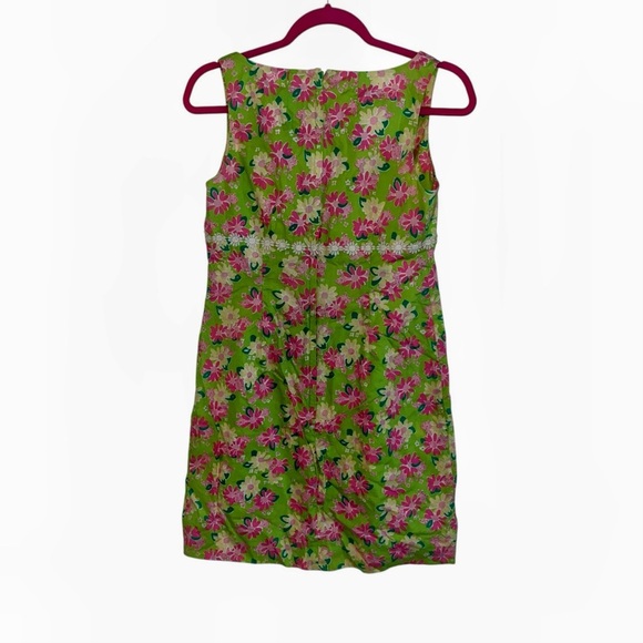 Green pink floral Lilly Pulitzer dress vintage retro 6 100% cotton - Picture 2 of 4